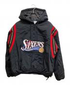 NIKEナイキ）の古着「Philadelphia 76ers アノラック ハーフジップ」｜ブラック