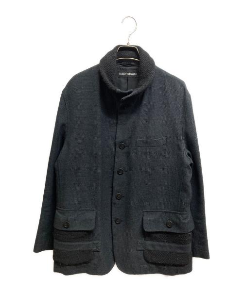 ISSEY MIYAKE（イッセイミヤケ）ISSEY MIYAKE (イッセイミヤケ) ニット切替ジャケット ブラック サイズ:3の古着・服飾アイテム