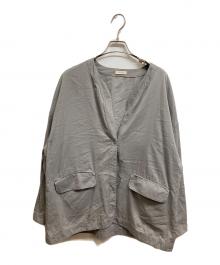 DES PRES（デ プレ）の古着「コットンシルクタイプライター ノーカラージャケット」｜グレー