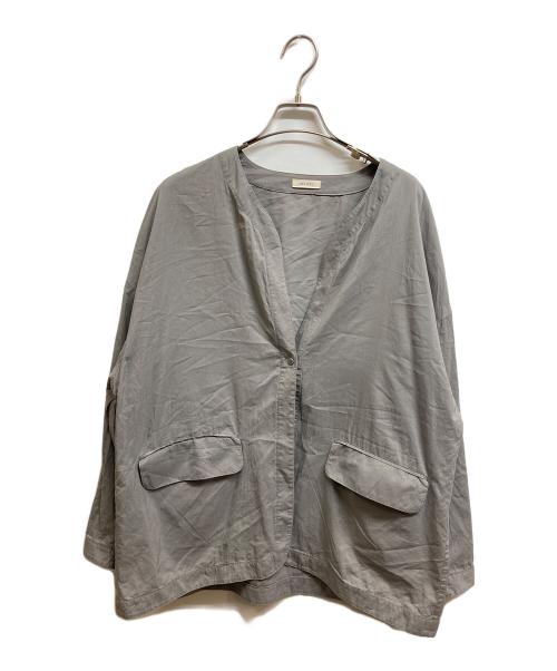 DES PRES（デ プレ）DES PRES (デ プレ) コットンシルクタイプライター ノーカラージャケット グレー サイズ:36の古着・服飾アイテム