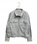 stussyステューシー）の古着「Stripe Garage JACKET」｜ブルー×ホワイト