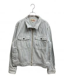 stussy（ステューシー）の古着「Stripe Garage JACKET」｜ブルー×ホワイト