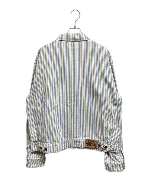 stussy（ステューシー）stussy (ステューシー) Stripe Garage JACKET ブルー×ホワイト サイズ:Lの古着・服飾アイテム