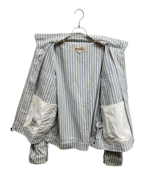 stussy（ステューシー）stussy (ステューシー) Stripe Garage JACKET ブルー×ホワイト サイズ:Lの古着・服飾アイテム