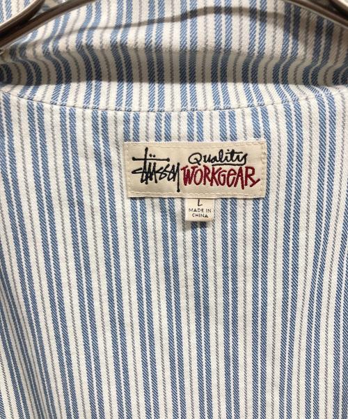 stussy（ステューシー）stussy (ステューシー) Stripe Garage JACKET ブルー×ホワイト サイズ:Lの古着・服飾アイテム