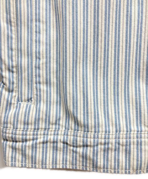 stussy（ステューシー）stussy (ステューシー) Stripe Garage JACKET ブルー×ホワイト サイズ:Lの古着・服飾アイテム