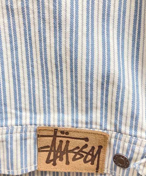 stussy（ステューシー）stussy (ステューシー) Stripe Garage JACKET ブルー×ホワイト サイズ:Lの古着・服飾アイテム