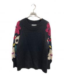 BEARDSLEY（ビアズリー）の古着「袖ジャガードニット」｜ブラック