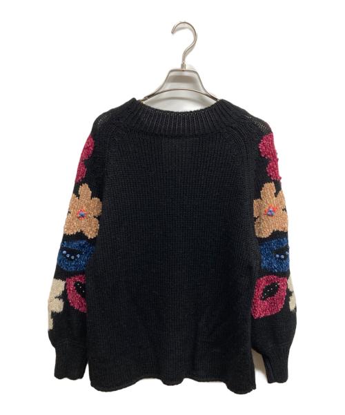 BEARDSLEY（ビアズリー）BEARDSLEY (ビアズリー) 袖ジャガードニット ブラック サイズ:Freeの古着・服飾アイテム