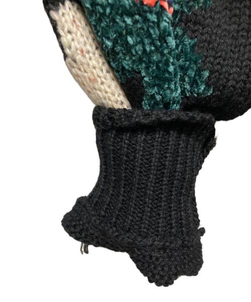 BEARDSLEY（ビアズリー）BEARDSLEY (ビアズリー) 袖ジャガードニット ブラック サイズ:Freeの古着・服飾アイテム