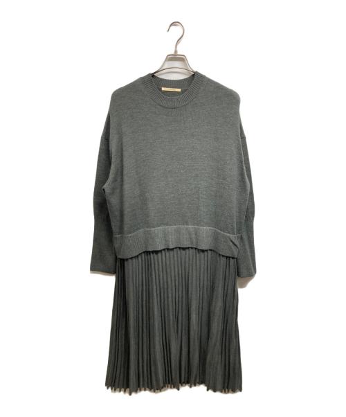 Curensology（カレンソロジー）Curensology (カレンソロジー) プリーツドッキングワンピース グレー サイズ:36の古着・服飾アイテム