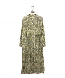 SOULEIADO（ソレイアード）の古着「ポリエステルプリント プリーツワンピース」｜イエロー