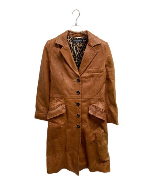 DOLCE & GABBANA（ドルチェ＆ガッバーナ）DOLCE & GABBANA (ドルチェ＆ガッバーナ) レザーコート ブラウン サイズ:46の古着・服飾アイテム