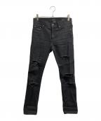 Saint Laurent Parisサンローランパリ）の古着「デストロイクラッシュストレッチスキニーデニムパンツ」｜ブラック