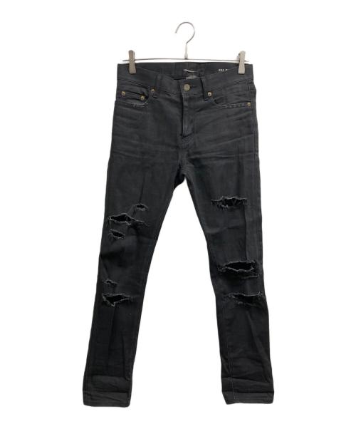 Saint Laurent Paris（サンローランパリ）Saint Laurent Paris (サンローランパリ) デストロイクラッシュストレッチスキニーデニムパンツ ブラック サイズ:28の古着・服飾アイテム