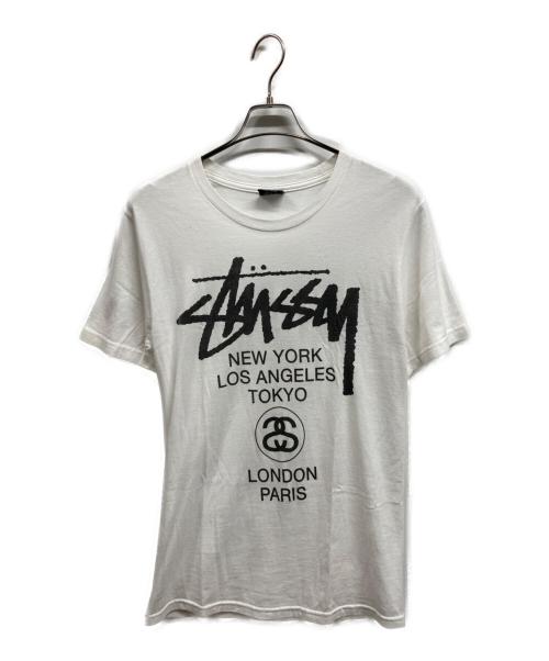 stussy（ステューシー）stussy (ステューシー) ワールドツアーtシャツ/stussyTシャツ ホワイト サイズ:Sの古着・服飾アイテム