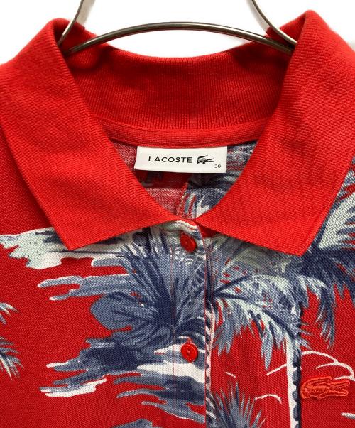 LACOSTE（ラコステ）LACOSTE (ラコステ) トロピカルテキスタイル鹿の子地シャツワンピース レッド サイズ:36の古着・服飾アイテム