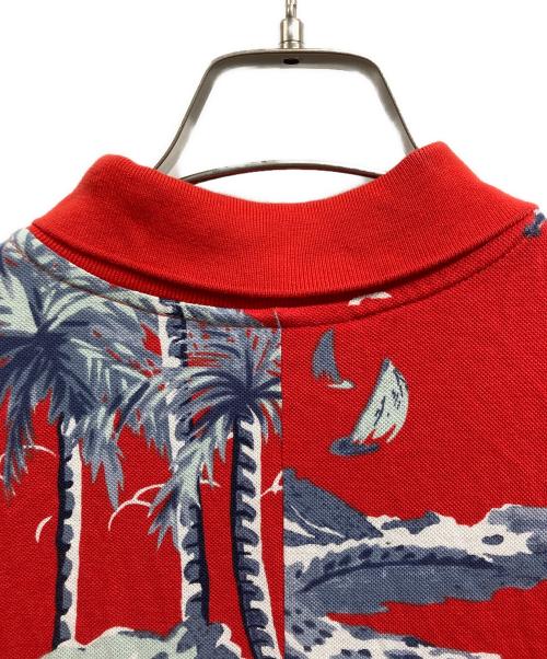 LACOSTE（ラコステ）LACOSTE (ラコステ) トロピカルテキスタイル鹿の子地シャツワンピース レッド サイズ:36の古着・服飾アイテム