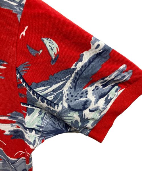 LACOSTE（ラコステ）LACOSTE (ラコステ) トロピカルテキスタイル鹿の子地シャツワンピース レッド サイズ:36の古着・服飾アイテム