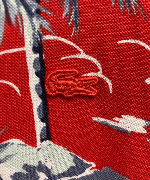 LACOSTE（ラコステ）LACOSTE (ラコステ) トロピカルテキスタイル鹿の子地シャツワンピース レッド サイズ:36の古着・服飾アイテム