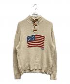 ）の古着「星条旗ショールカラーニット」｜ベージュ