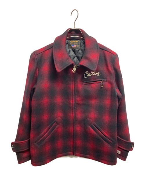 VANSON（バンソン）VANSON (バンソン) ウールオンブレジャケット レッド サイズ:Lの古着・服飾アイテム