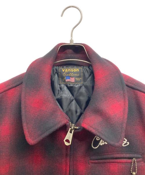 VANSON（バンソン）VANSON (バンソン) ウールオンブレジャケット レッド サイズ:Lの古着・服飾アイテム