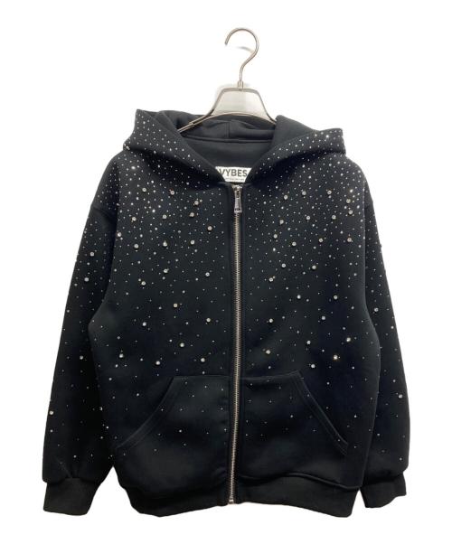 VYBES（ヴァイブス）VYBES (ヴァイブス) ビジュージップパーカー ブラック サイズ:Sの古着・服飾アイテム
