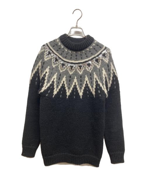 Saint Laurent Paris（サンローランパリ）Saint Laurent Paris (サンローランパリ) ノルディック フェアアイル スパンコール ニット ブラック サイズ:Sの古着・服飾アイテム