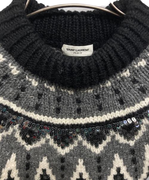 Saint Laurent Paris（サンローランパリ）Saint Laurent Paris (サンローランパリ) ノルディック フェアアイル スパンコール ニット ブラック サイズ:Sの古着・服飾アイテム