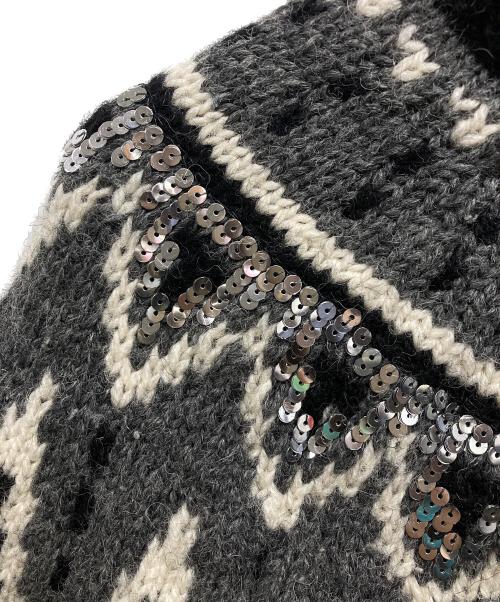 Saint Laurent Paris（サンローランパリ）Saint Laurent Paris (サンローランパリ) ノルディック フェアアイル スパンコール ニット ブラック サイズ:Sの古着・服飾アイテム