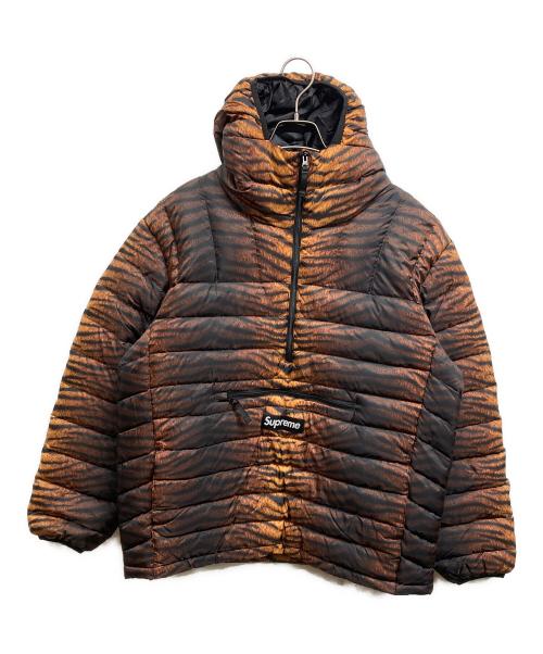 SUPREME（シュプリーム）Supreme (シュプリーム) Micro Down Half Zip Hooded Pullover Jacket ブラウン×ブラック サイズ:Mの古着・服飾アイテム