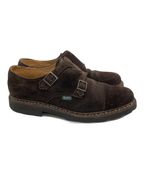 PARABOOT（パラブーツ）PARABOOT (パラブーツ) ダブルモンクストラップ スウェードシューズ ブラウン サイズ:8 1/2の古着・服飾アイテム