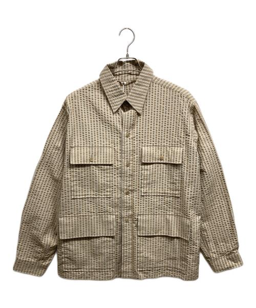 KAPTAIN SUNSHINE（キャプテンサンシャイン）KAPTAIN SUNSHINE (キャプテンサンシャイン) Safari Shirt Jacket ベージュ×ホワイト サイズ:38の古着・服飾アイテム