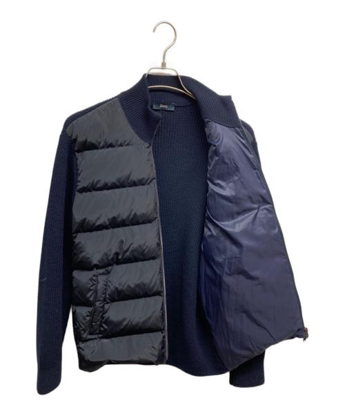 HERNO（ヘルノ）HERNO (ヘルノ) ポリエステル×5ゲージウールハイブリッドダウンニットブルゾン ネイビー サイズ:48の古着・服飾アイテム