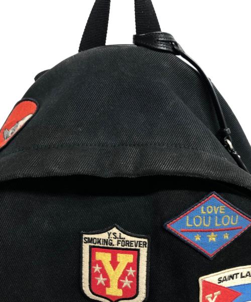 Saint Laurent Paris（サンローランパリ）Saint Laurent Paris (サンローランパリ) ツイル パッチ シティ バックパック ブラックの古着・服飾アイテム