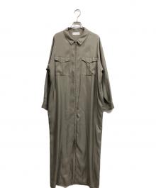 RIM.ARK（リムアーク）の古着「Gloss maxi shirt dress」｜ベージュ