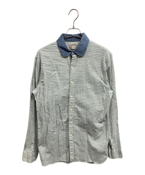 RRL（ダブルアールエル）RRL (ダブルアールエル) ラウンドカラーシャツ ブルー サイズ:Mの古着・服飾アイテム