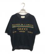 GUCCIグッチ）の古着「ベロアロゴTシャツ」｜ブラック