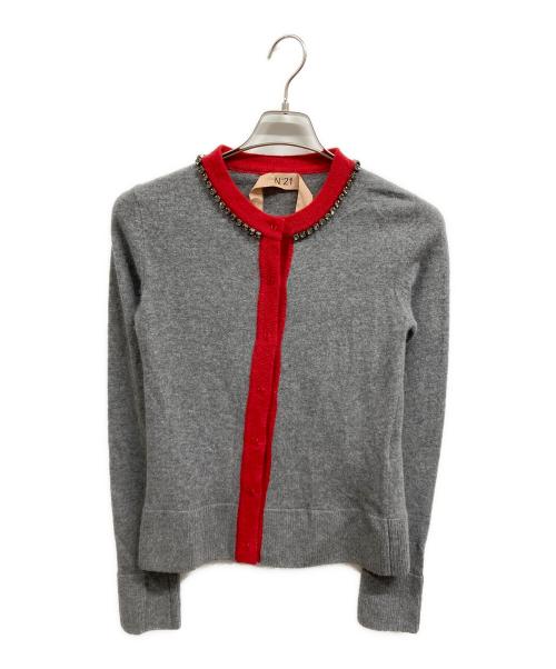 N21（ヌメロ ヴェントゥーノ）N21 (ヌメロ ヴェントゥーノ) ビジューカーディガン グレー サイズ:FREEの古着・服飾アイテム