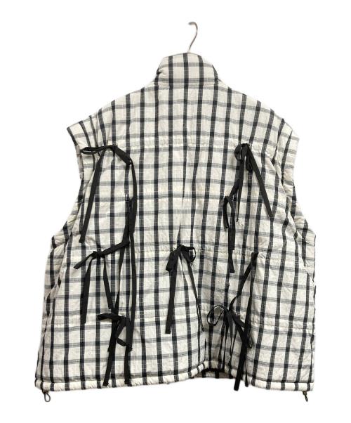 MAISON SPECIAL（メゾンスペシャル）MAISON SPECIAL (メゾンスペシャル) チェックリボンバファーブルゾン(ベストのみ) ホワイト×ブラック サイズ:FREEの古着・服飾アイテム