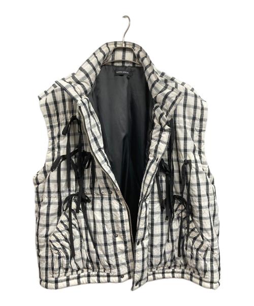 MAISON SPECIAL（メゾンスペシャル）MAISON SPECIAL (メゾンスペシャル) チェックリボンバファーブルゾン(ベストのみ) ホワイト×ブラック サイズ:FREEの古着・服飾アイテム