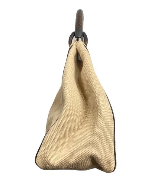 GUCCI（グッチ）GUCCI (グッチ) ウッドハンドルハンドバッグ ベージュの古着・服飾アイテム