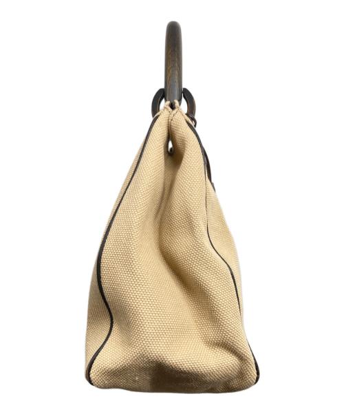 GUCCI（グッチ）GUCCI (グッチ) ウッドハンドルハンドバッグ ベージュの古着・服飾アイテム