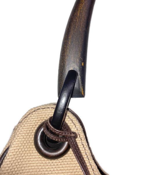 GUCCI（グッチ）GUCCI (グッチ) ウッドハンドルハンドバッグ ベージュの古着・服飾アイテム