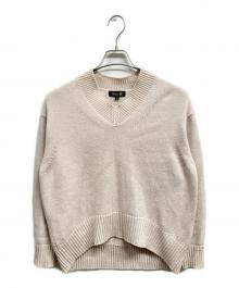 DRAWER（ドゥロワー）の古着「7G天竺編みVネックプルオーバーニット」｜ベージュ