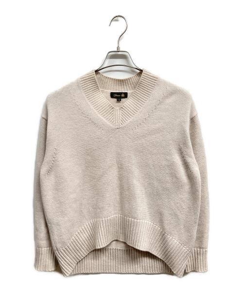 DRAWER（ドゥロワー）DRAWER (ドゥロワー) 7G天竺編みVネックプルオーバーニット ベージュ サイズ:1の古着・服飾アイテム