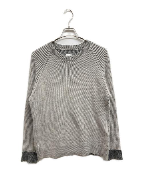 PAUL SMITH（ポールスミス）Paul Smith (ポールスミス) カラーコントラストリブ クルーネックニット グレー サイズ:Lの古着・服飾アイテム