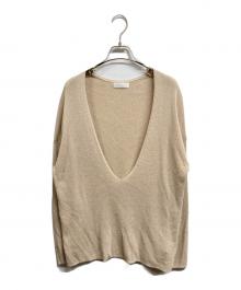 RIVE DROITE（リヴドロワ）の古着「ペーパーヤーンプランジネックニット」｜ベージュ