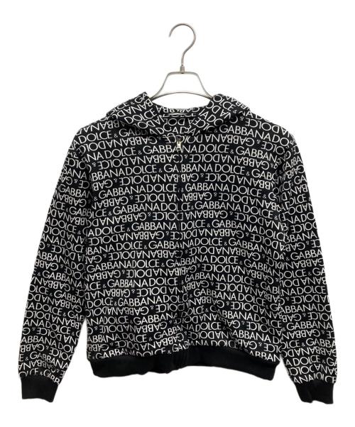 DOLCE & GABBANA（ドルチェ＆ガッバーナ）DOLCE & GABBANA (ドルチェ＆ガッバーナ) Black & White Logo Hooded Zip Up Top ブラック サイズ:157－168の古着・服飾アイテム